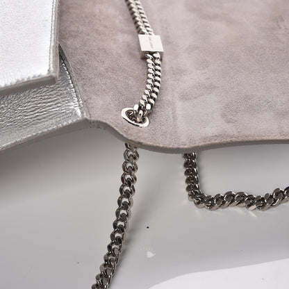 Saint Laurent Metallic Lambskin Medium Cloud Star Monogram Kate Satchel Argento 14 of 15