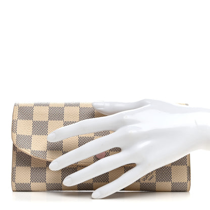 Louis Vuitton Damier Azur Emilie Wallet Rose Ballerine 2 of 9