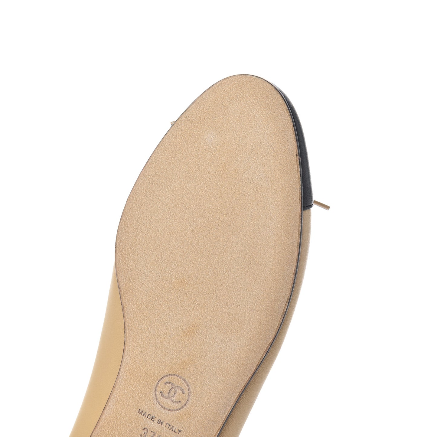 Lambskin Cap Toe CC Ballerina Flats 37.5 Beige Black