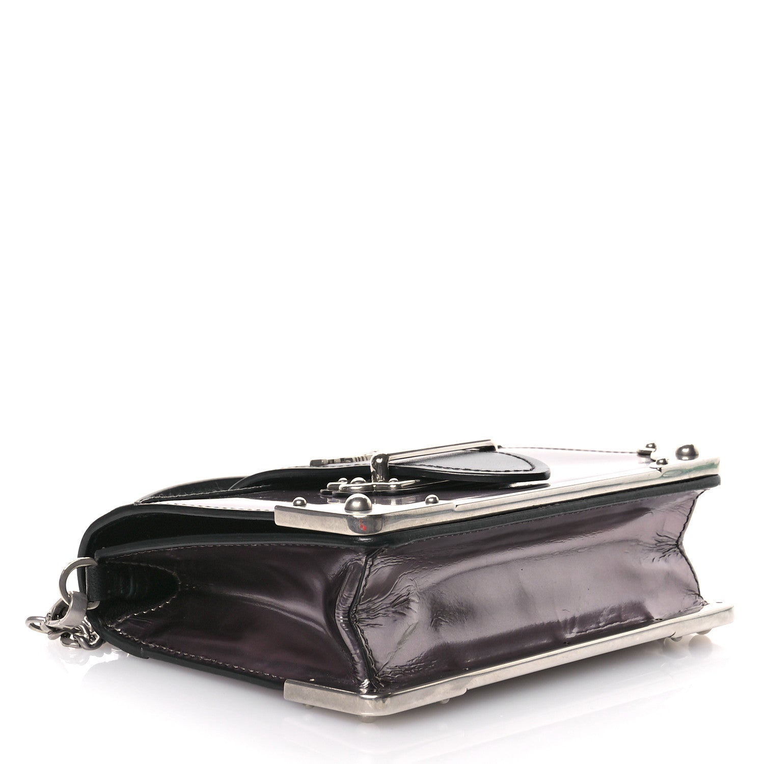 Prada Metallic Vitello Saffiano Cahier Bag Ferro Black 4 of 10