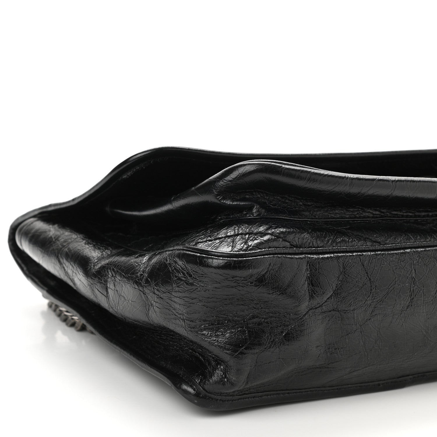 Saint Laurent Crinkled Calfskin Matelasse Monogram Medium Niki Chain Satchel Black 9 of 10