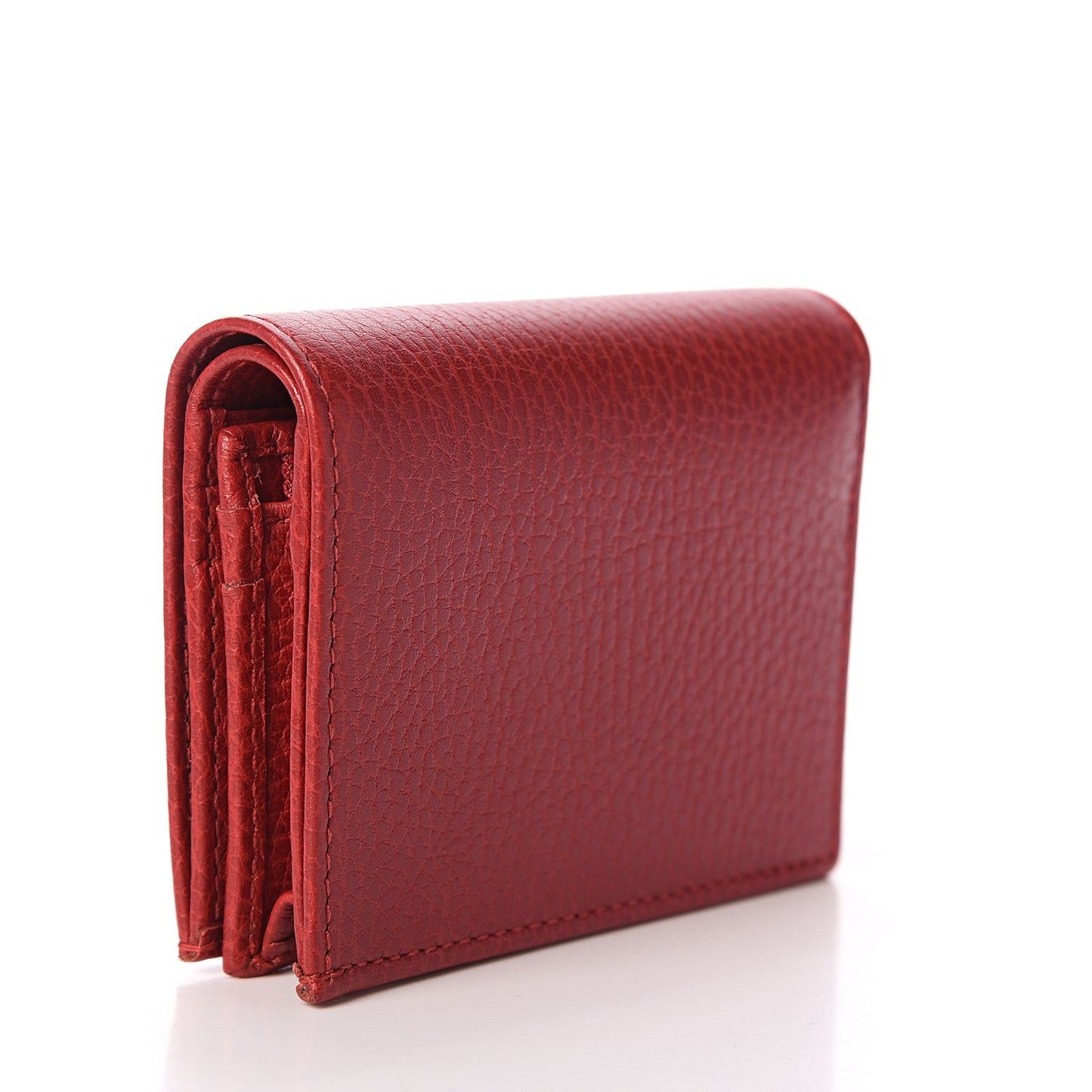 Pebbled Calfskin GG Marmont Card Case Hibiscus Red
