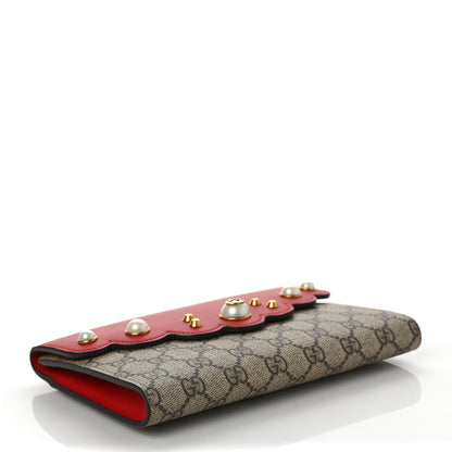Gucci GG Supreme Monogram Mini Peony Pearly Clutch Red 4 of 6