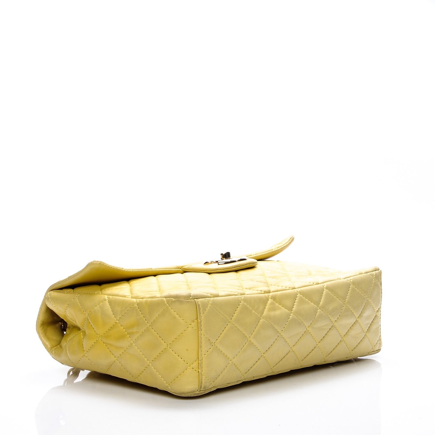 Lambskin Quilted Maxi Single Flap Yellow