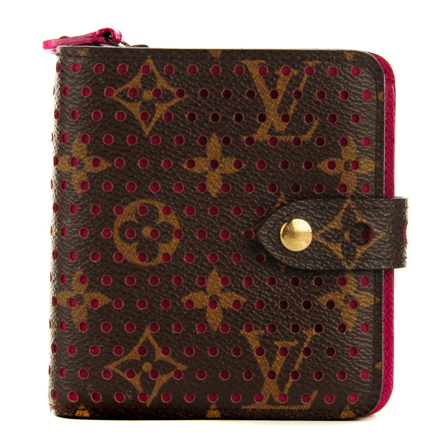 Monogram Perforated Compact Zipped Wallet Fuchsia