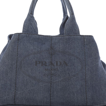 Prada Denim Logo Tote 8 of 12