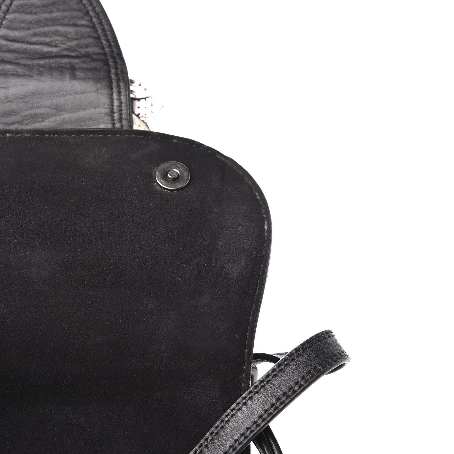 Miu Miu Goatskin Madras Soft Calfskin Crystal Embellished Dahlia Shoulder Bag Black 9 of 16
