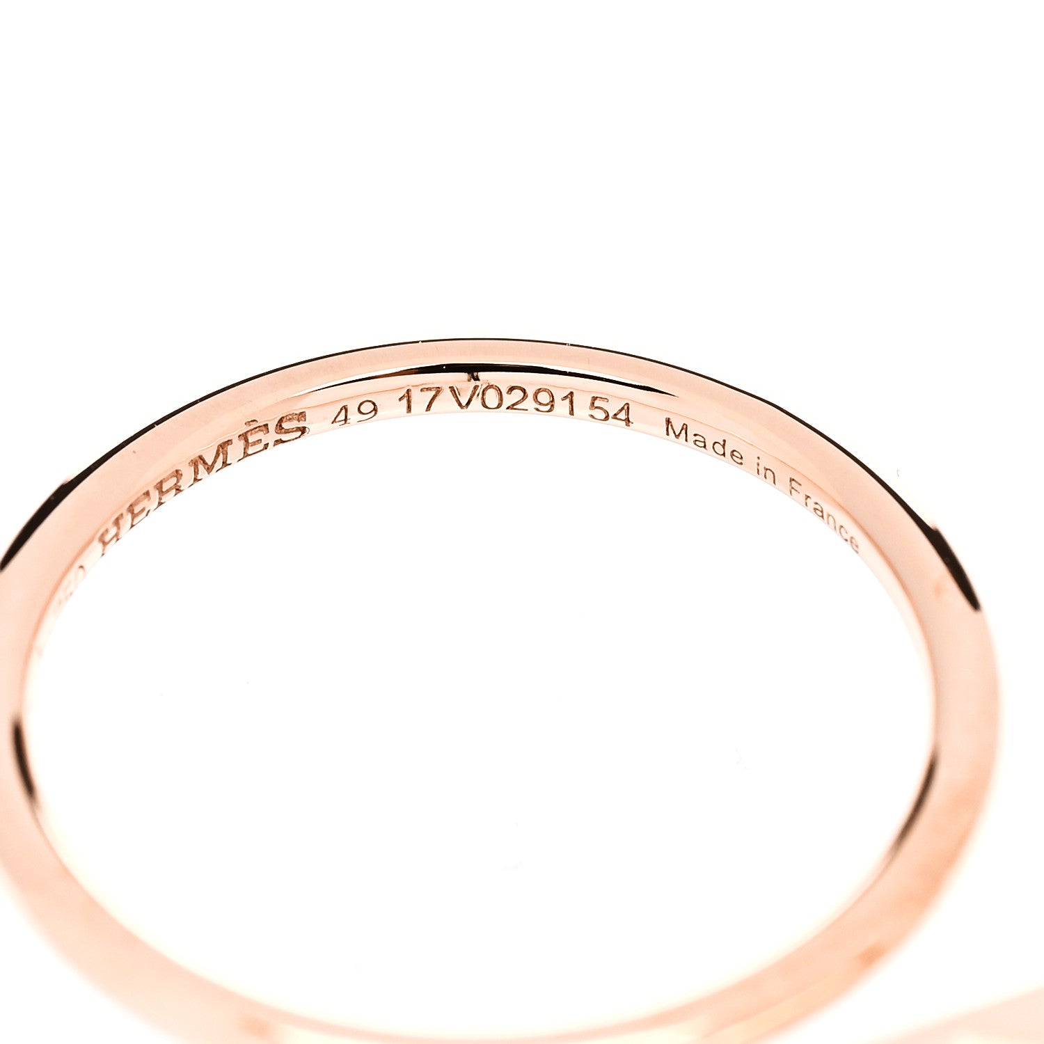 Hermes 18K Rose Gold Gambade H Ring 49 4.75 5 of 6