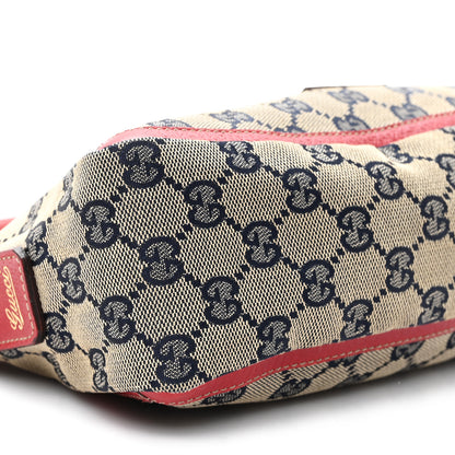 Gucci Monogram D Ring Abbey Pochette Navy Red 9 of 12