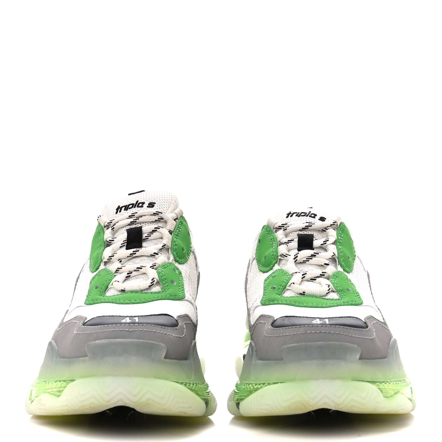 Balenciaga Fabric Mesh Clear Sole Mens Triple S Sneakers 41 White Green Grey 2 of 8