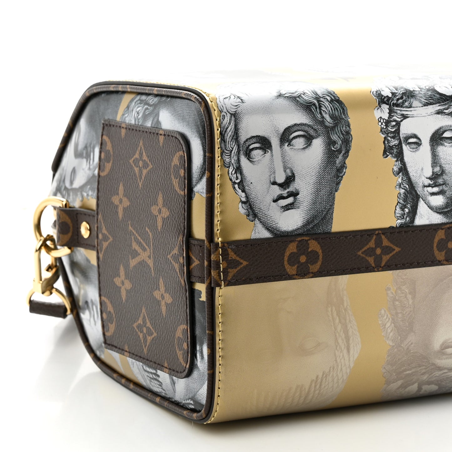 X FORNASETTI Calfskin Fornasetti Speedy Bandouliere 25 Gold