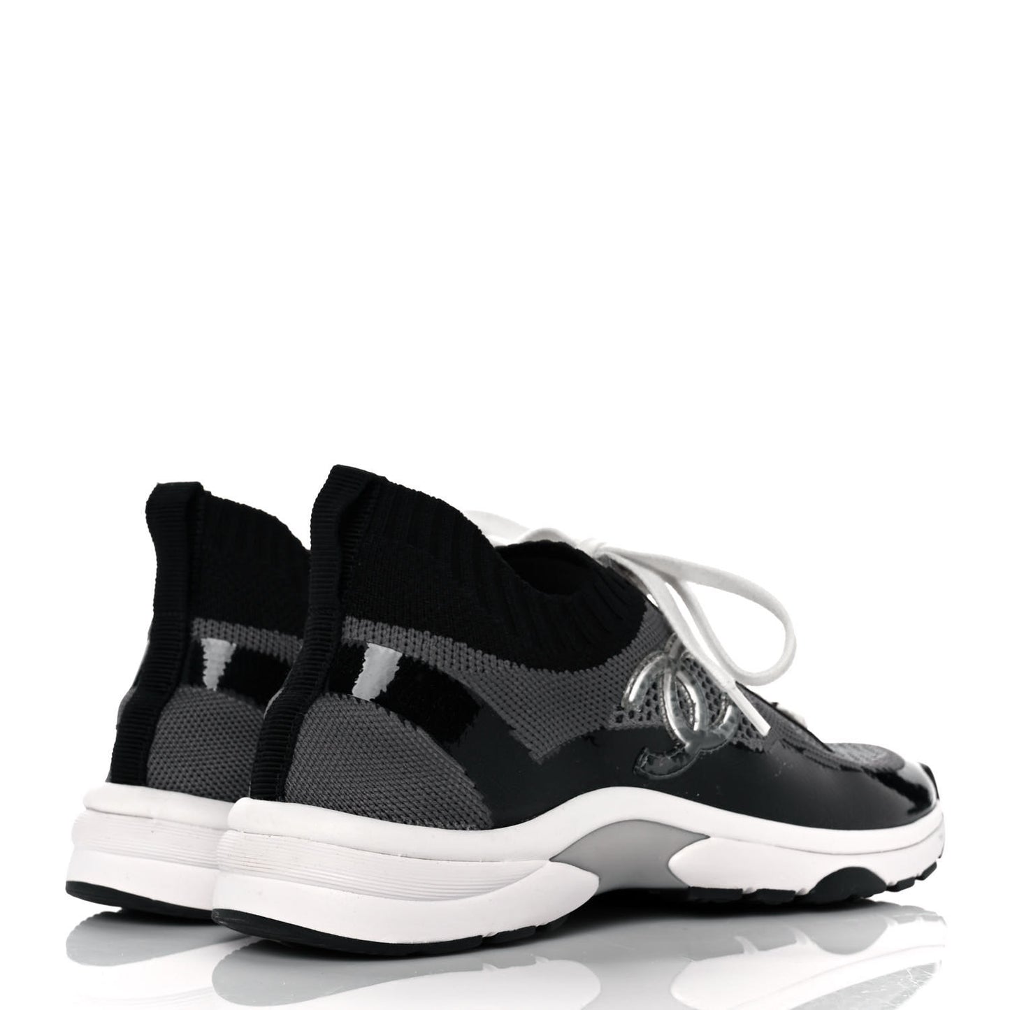 Mesh Suede Fabric Womens CC Sneakers 39 Grey White Black