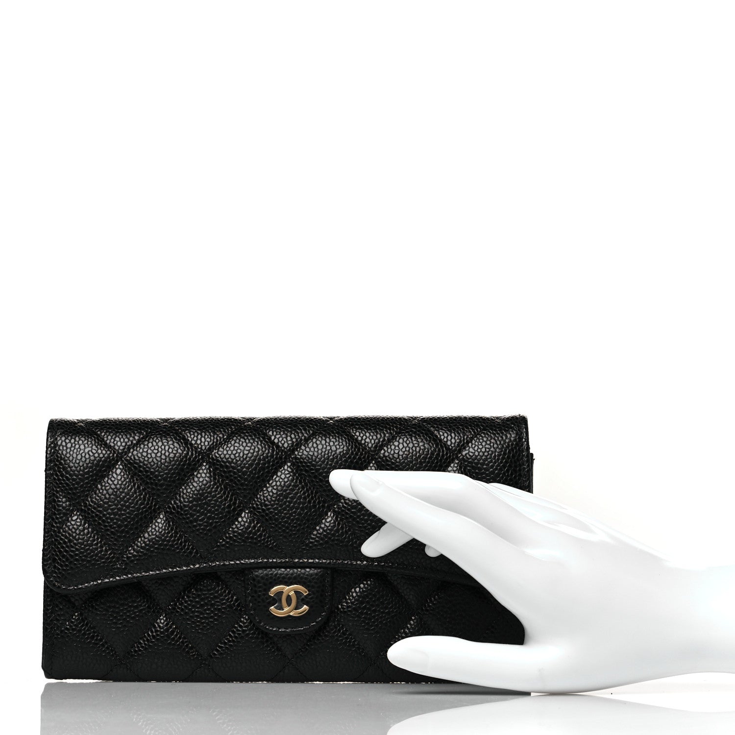 Chanel Caviar Quilted Large Gusset Flap Wallet Black 2 of 10