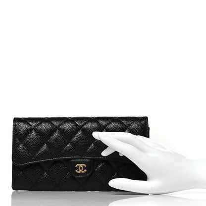 Chanel Caviar Quilted Large Gusset Flap Wallet Black 2 of 10
