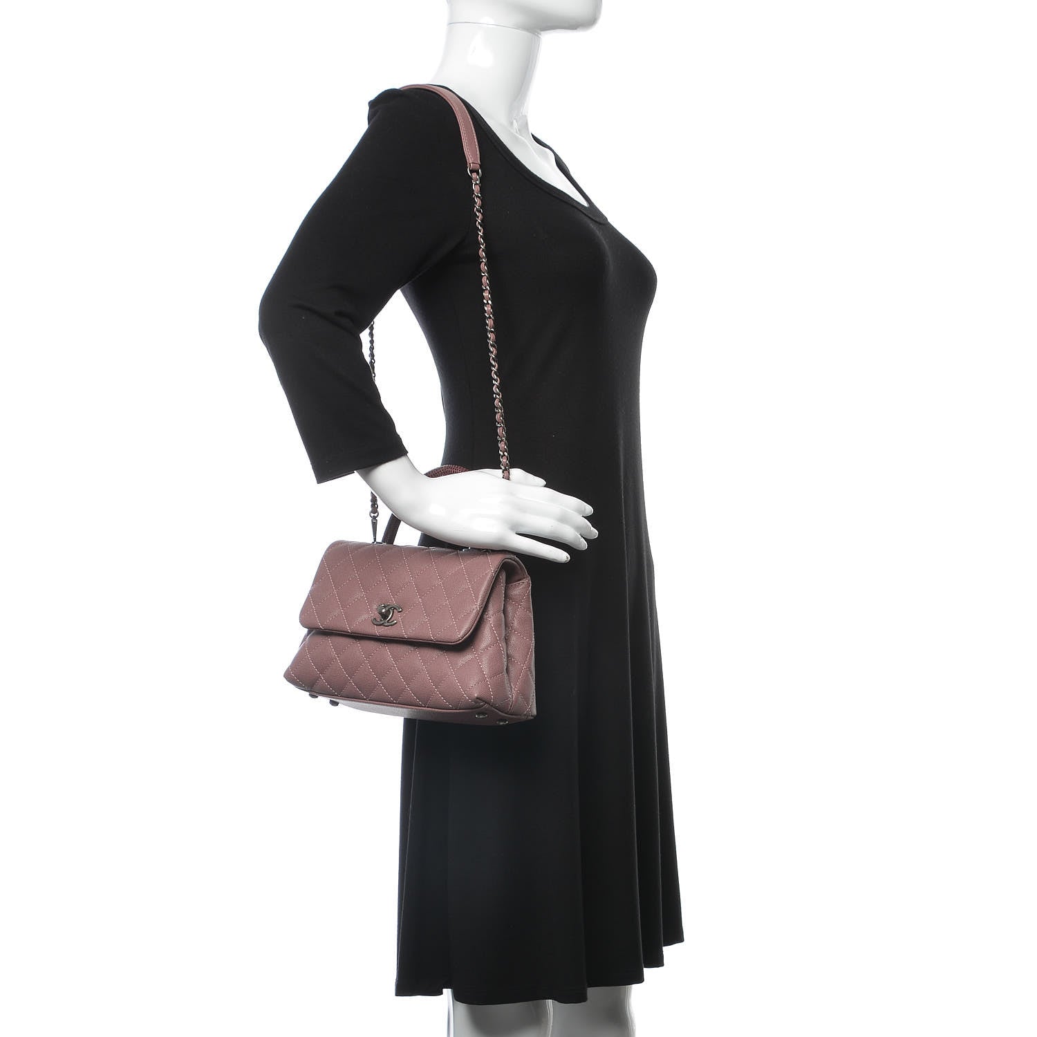 Chanel Caviar Lizard Quilted Mini Coco Handle Flap Pink 2 of 8