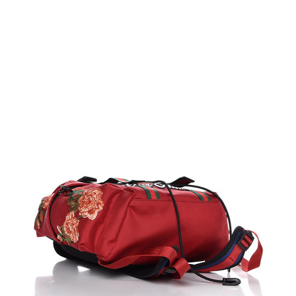 Gucci Techno Canvas L'Aveugle Par Amour Embroidered Double Buckle Backpack Red 4 of 7