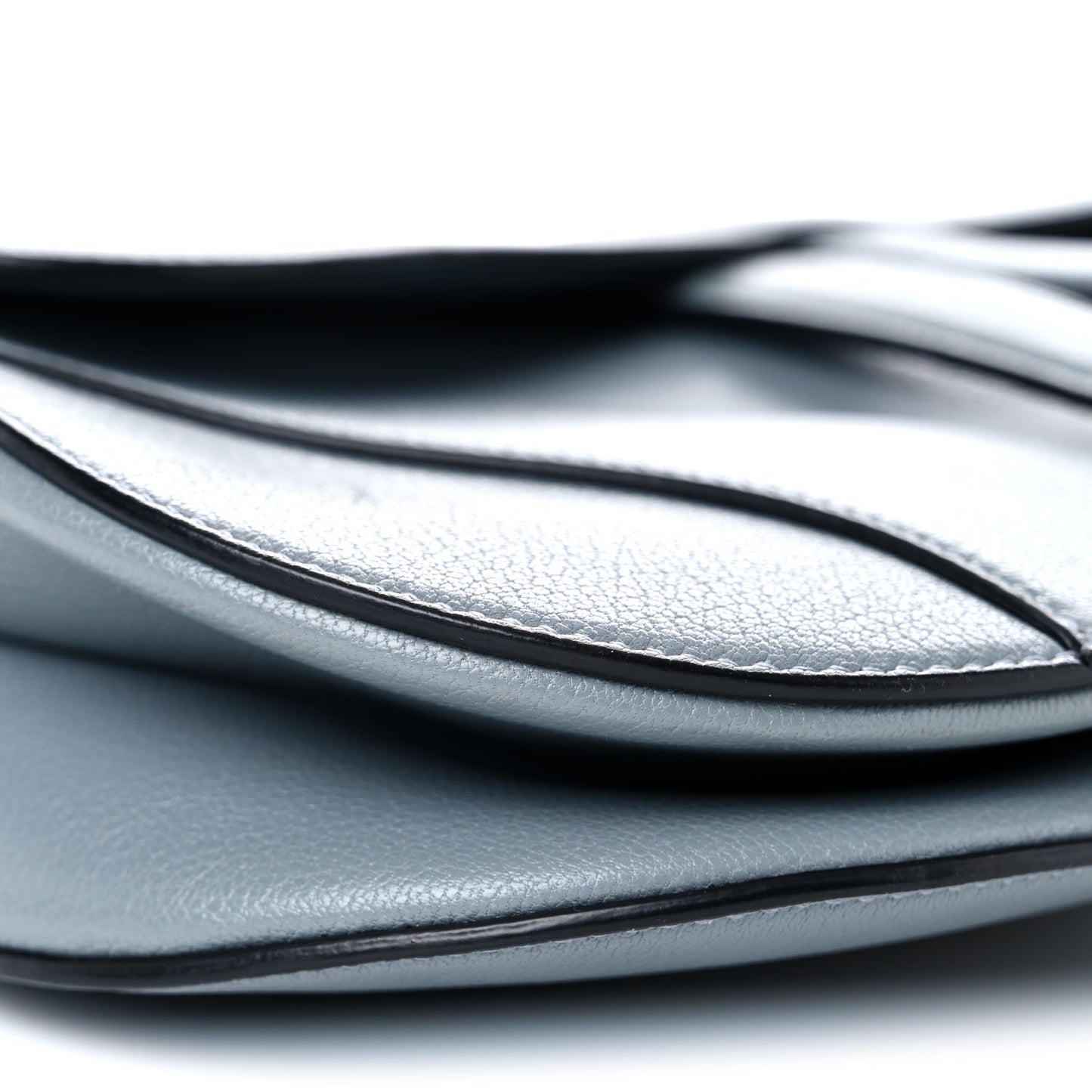 Shiny Goatskin Saddle Bag Cloud Blue