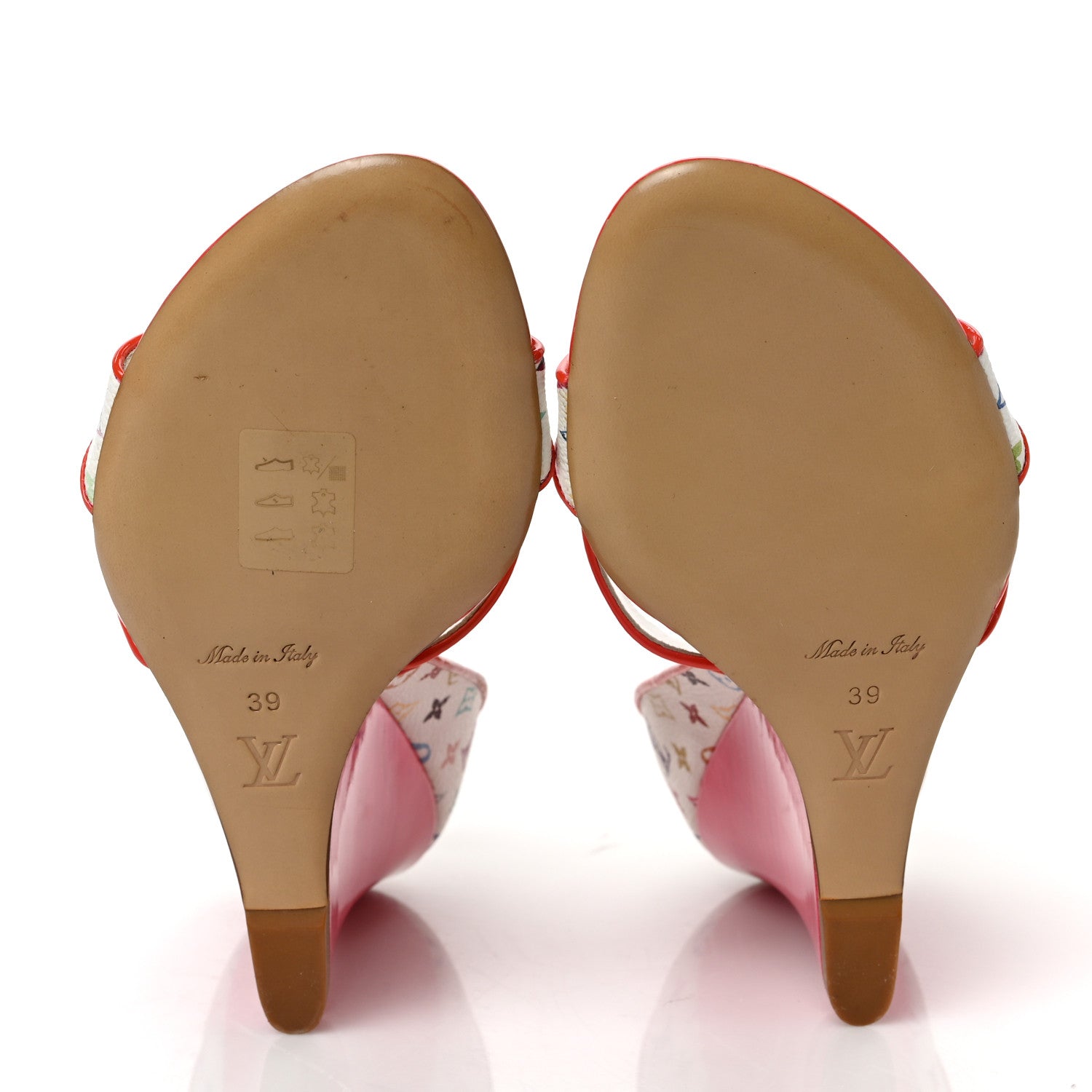 Louis Vuitton Monogram Multicolor Wedge Sandals 39 White Pink 5 of 8