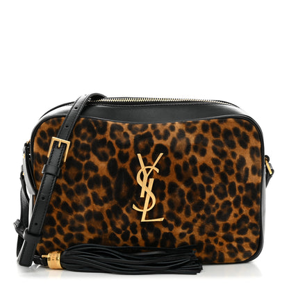 Saint Laurent Calfskin Leopard Print Monogram Lou Camera Bag Black 1 of 10