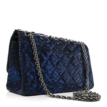 Chanel Metallic Snakeskin 2.55 Reissue 225 Flap Blue 3 of 11