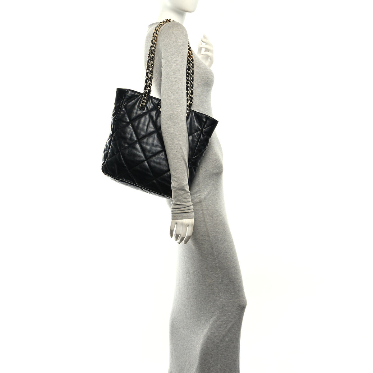 Chanel Lambskin Quilted Large Chanel 19 Shopping Tote Black 2 of 10