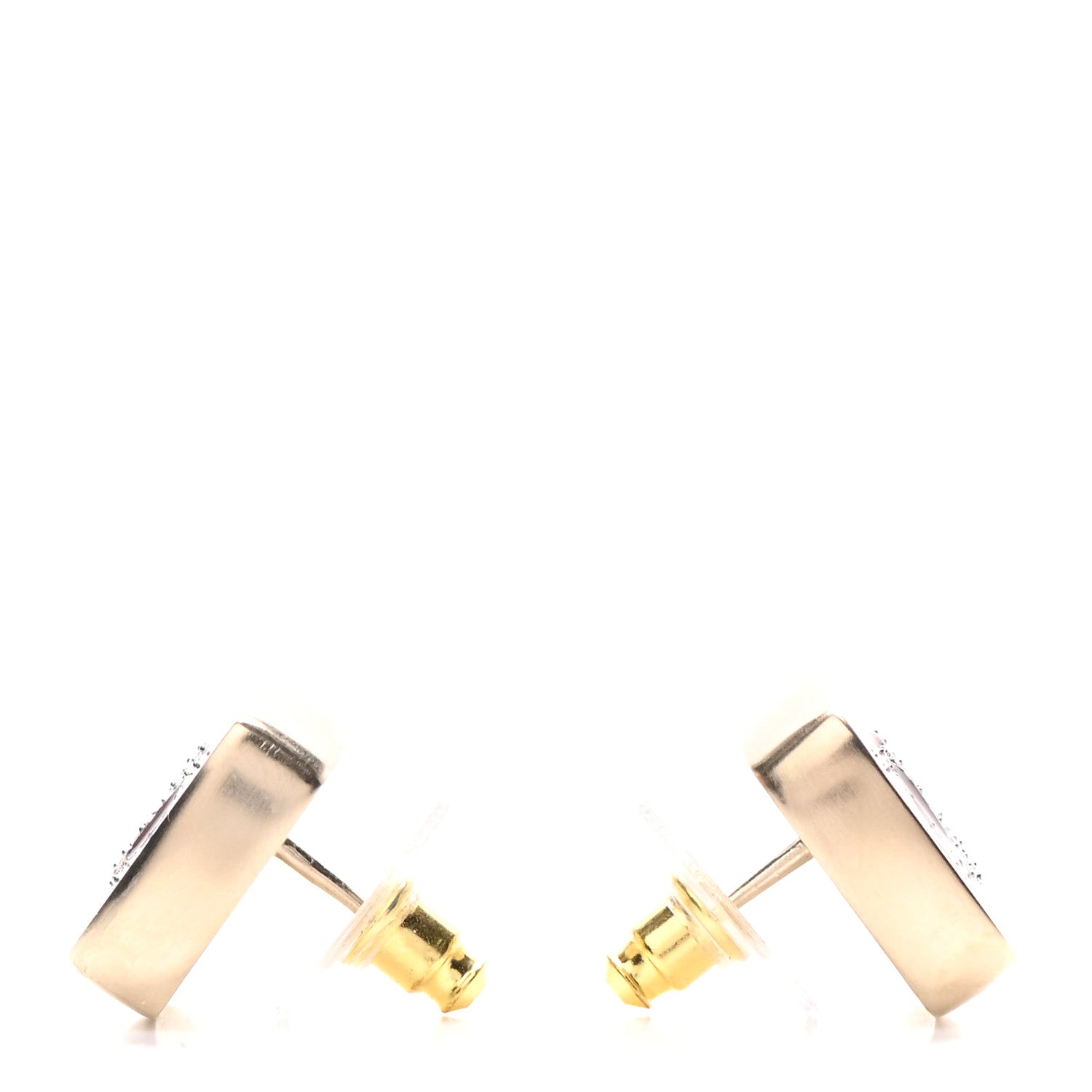 Chanel Crystal CC Square Earrings Pink Gold 3 of 4