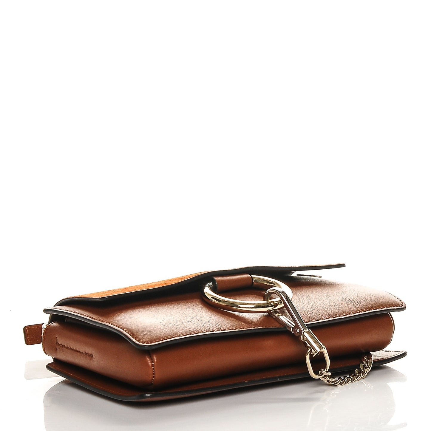 Suede Calfskin Small Faye Shoulder Bag Tobacco