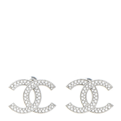 Chanel Crystal Palais Garnier CC Earrings Silver 1 of 5