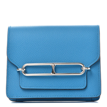 Hermes Evercolor Verso Roulis Slim Wallet Bleu Frida Rose Mexico 1 of 8