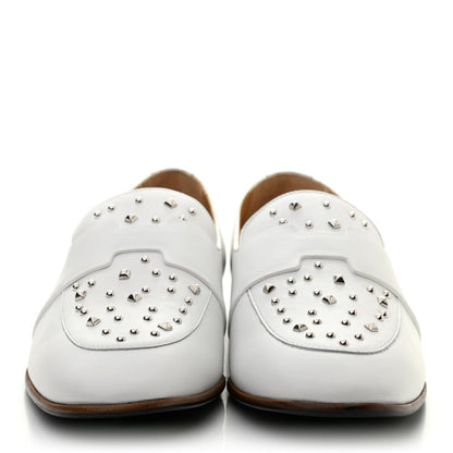 Hermes Calfskin Studded Womens Ancora Moccasin Loafers 40 White 2 of 8