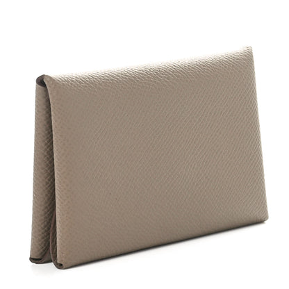 Hermes Epsom Calvi Duo Card Case Etoupe 3 of 9
