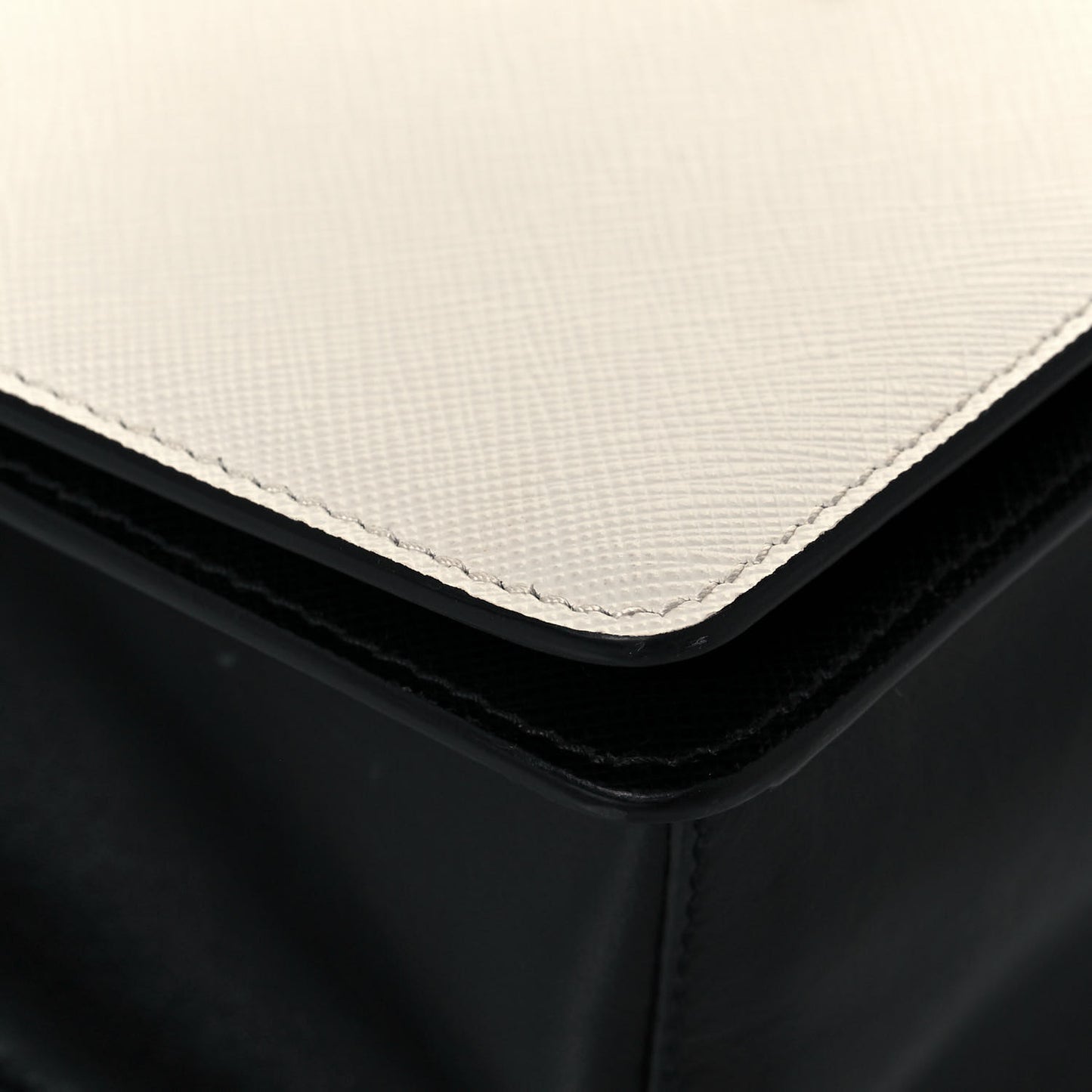 Saffiano Chain Shoulder Bag White Black