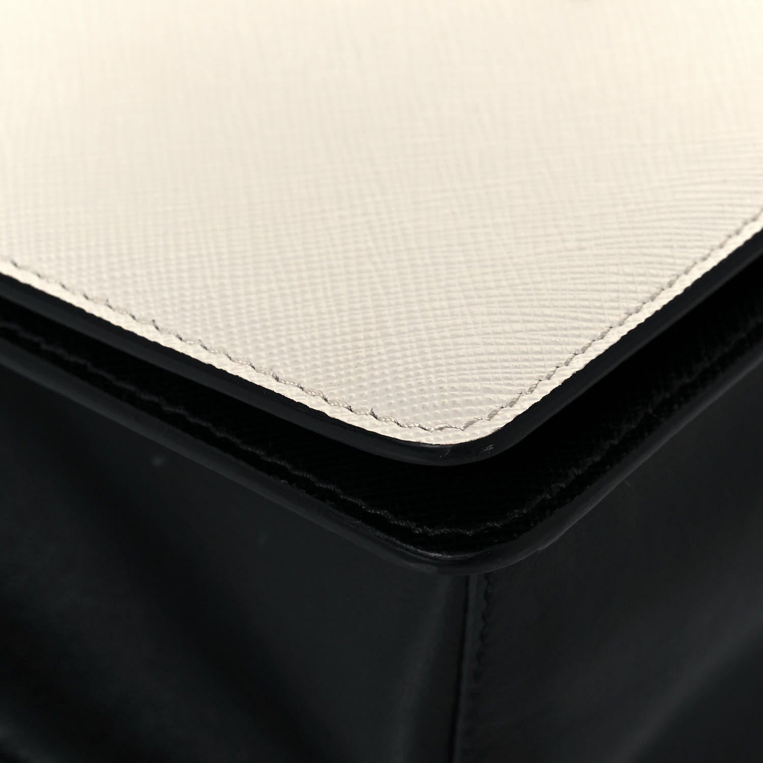 Prada Saffiano Chain Shoulder Bag White Black 7 of 12