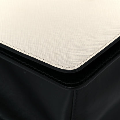 Prada Saffiano Chain Shoulder Bag White Black 7 of 12