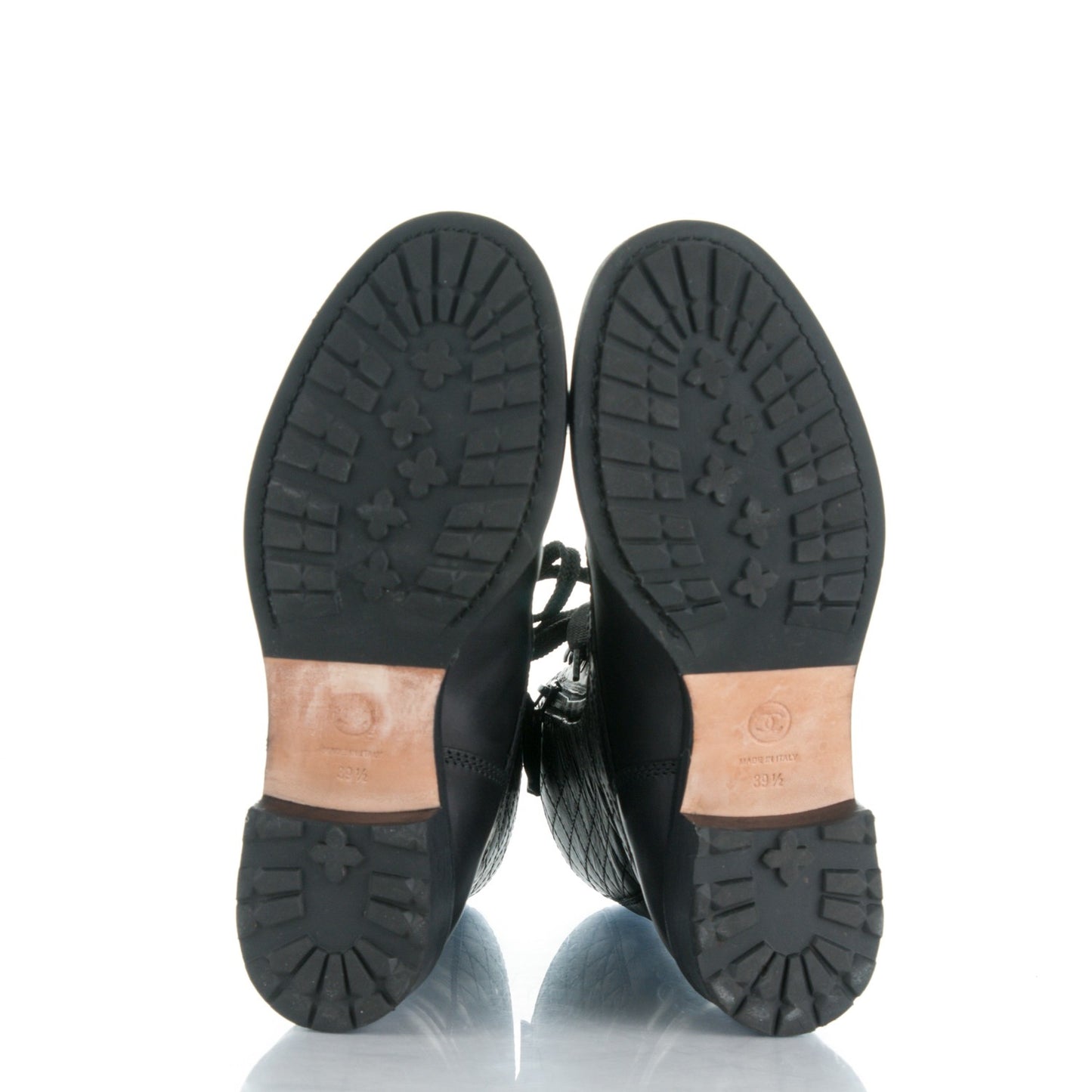 Calfskin Combat Boots 39.5 Black