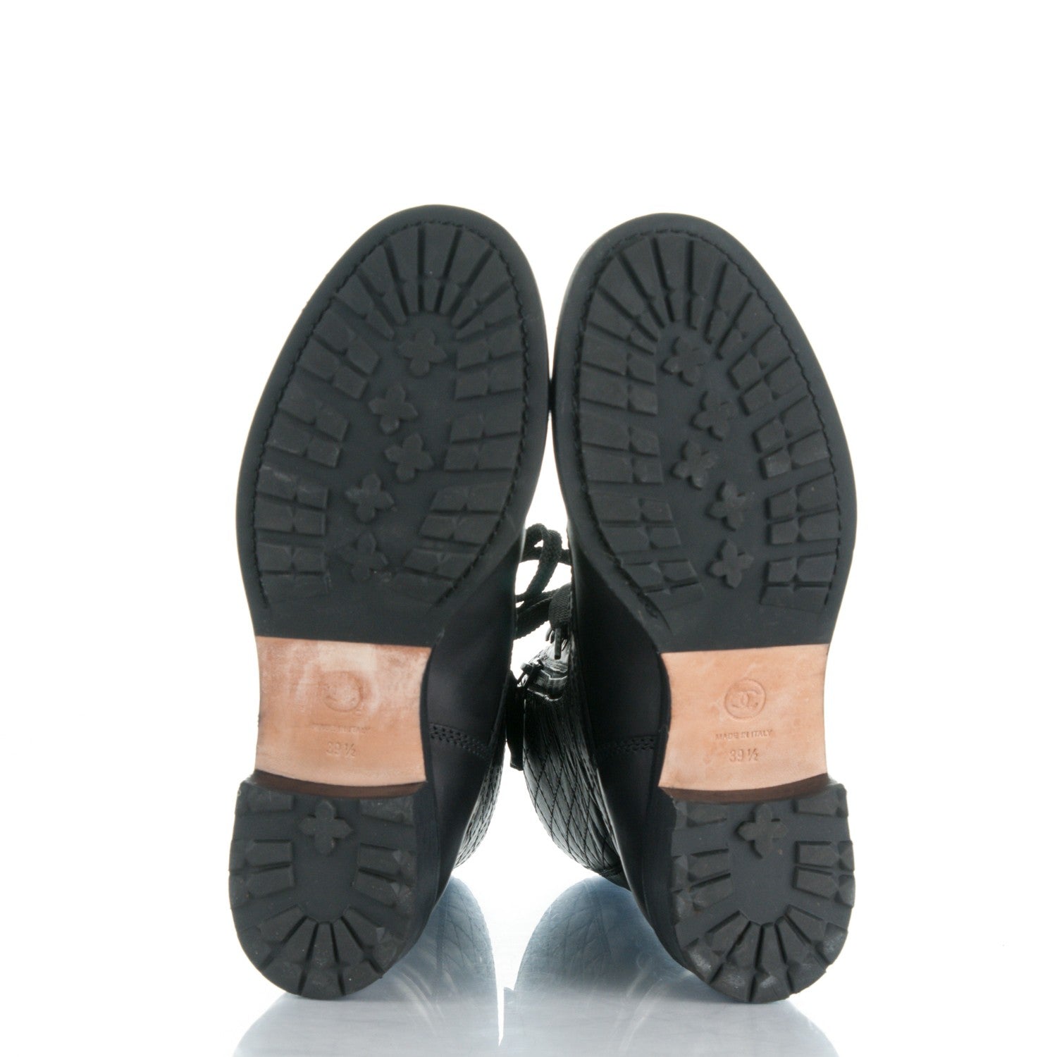 Chanel Calfskin Combat Boots 39.5 Black 5 of 8