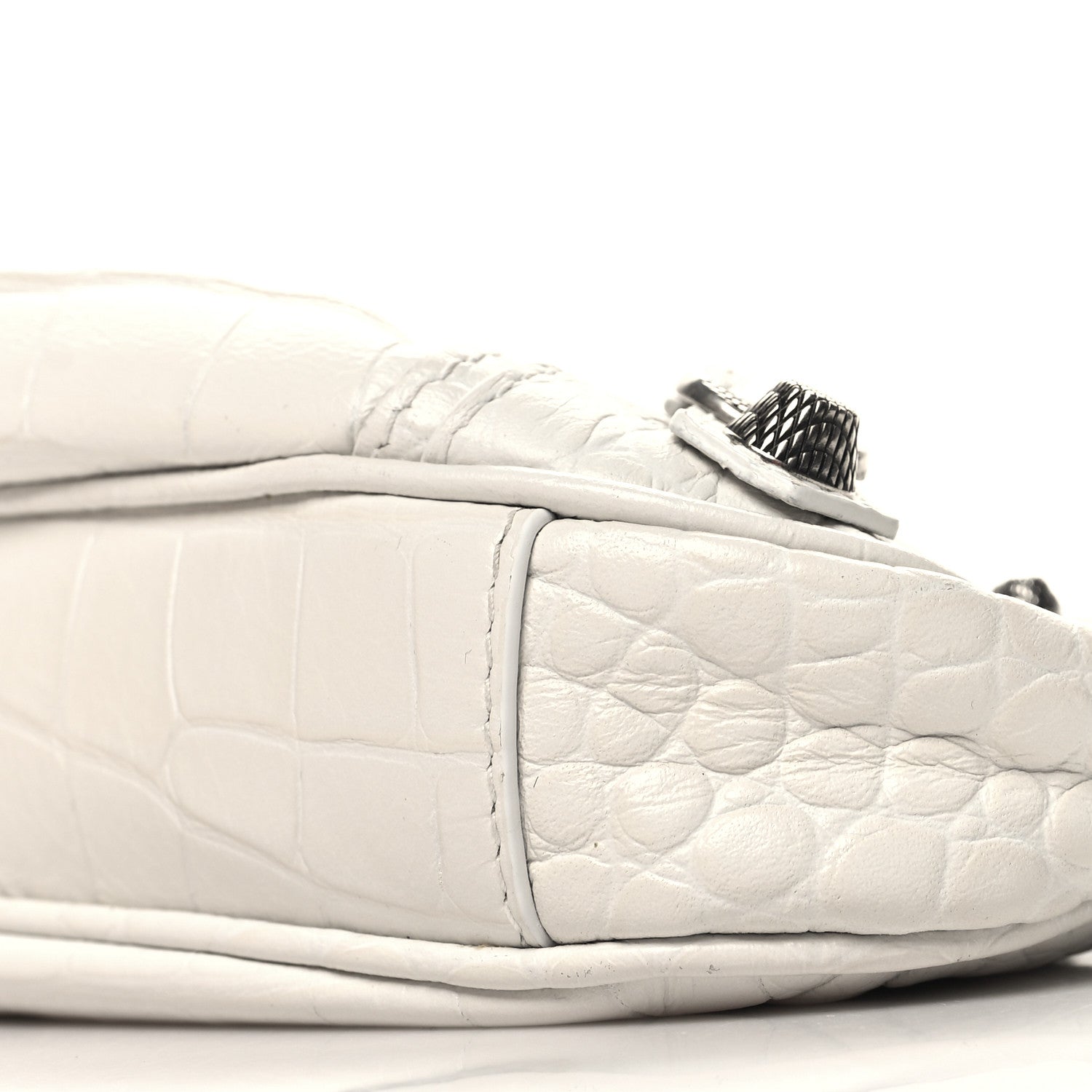Balenciaga Extra Supple Calfskin Crocodile Embossed Le Cagole Mini Purse With Chain White 10 of 10