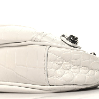 Balenciaga Extra Supple Calfskin Crocodile Embossed Le Cagole Mini Purse With Chain White 10 of 10