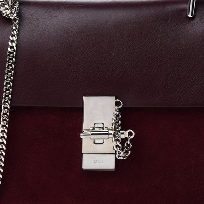 Chloe Suede Smooth Calfskin Drew Shoulder Bag Dark Purple 9 of 9