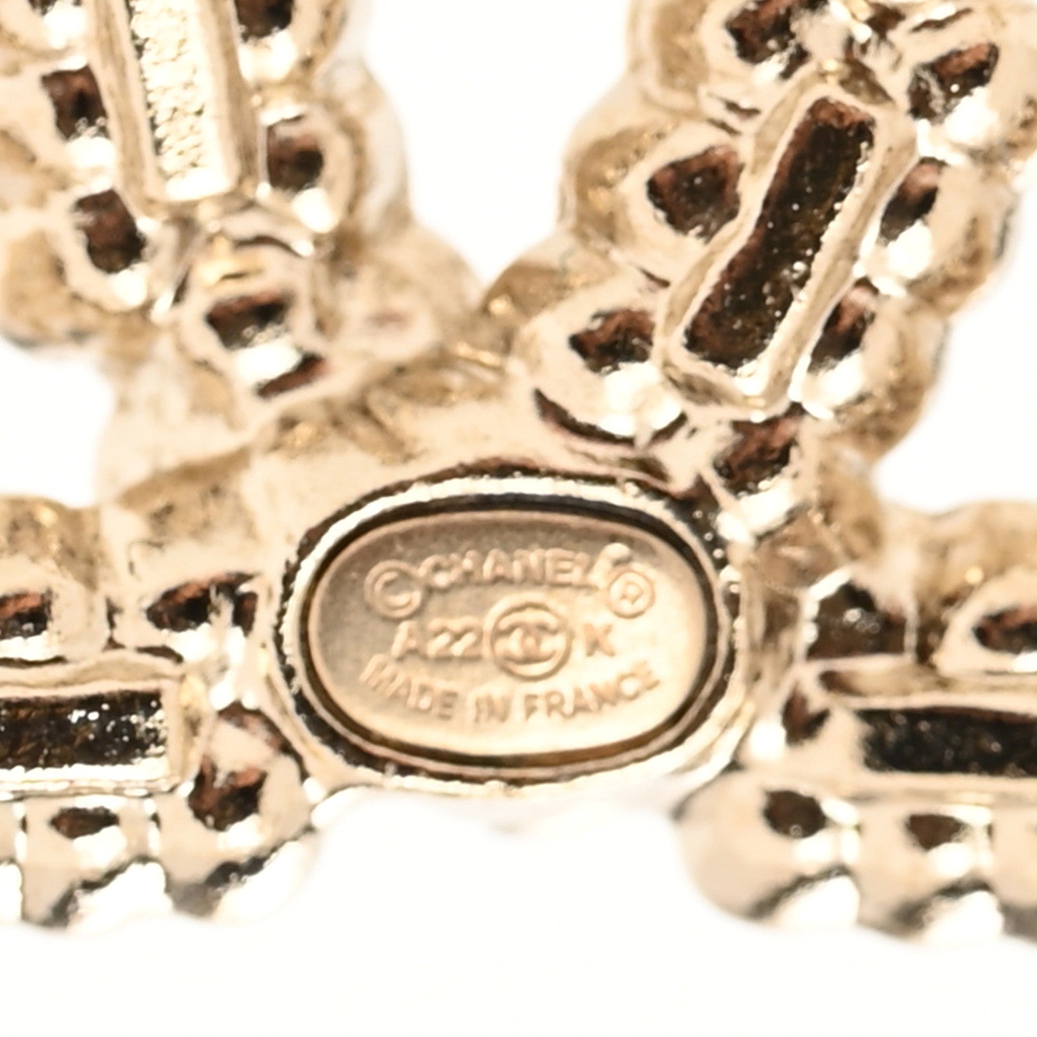 Chanel Crystal Baguette Pearl CC Drop Hoop Earrings Gold Pearly White 4 of 4