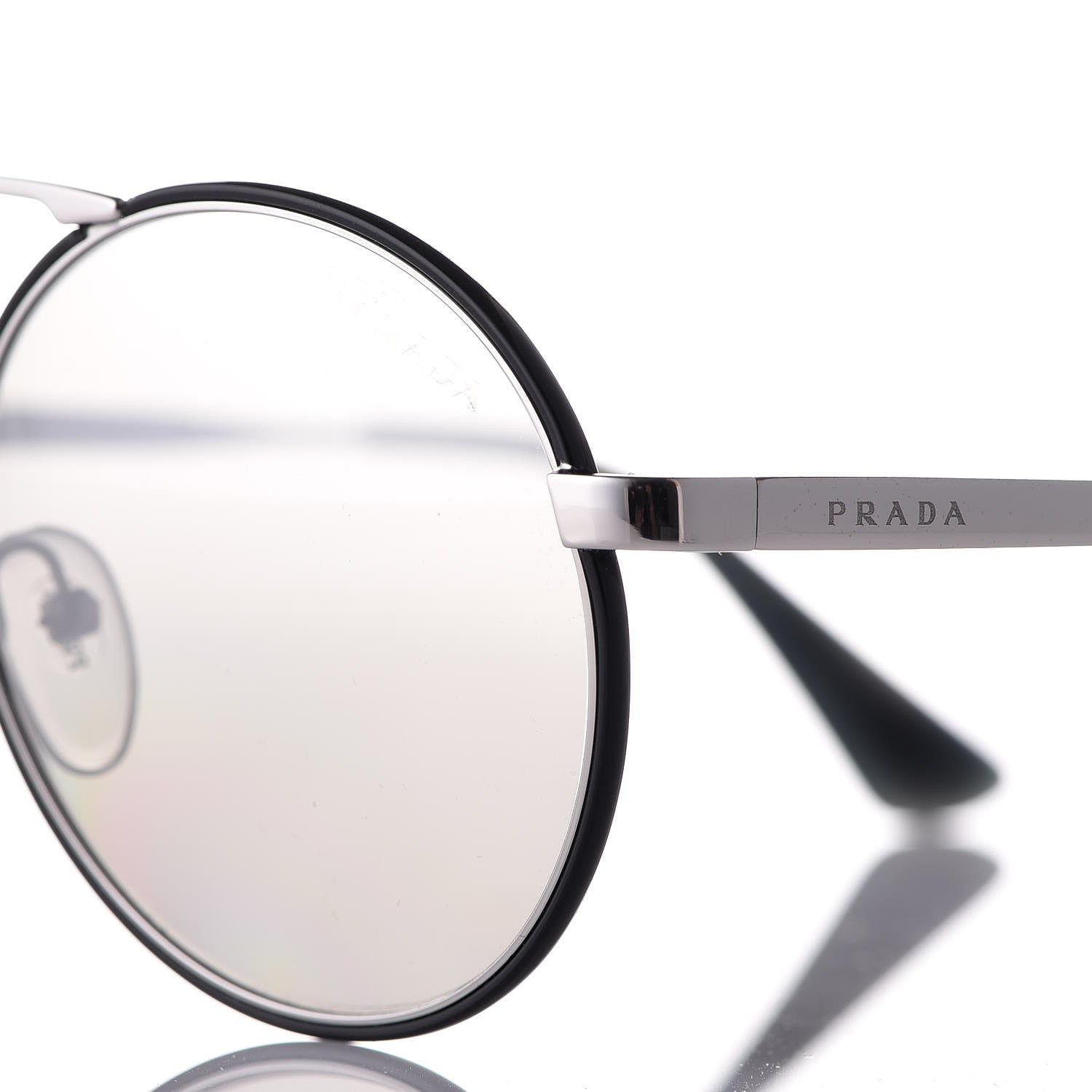 Prada Round Sunglasses SPR 51S Black Silver 5 of 7