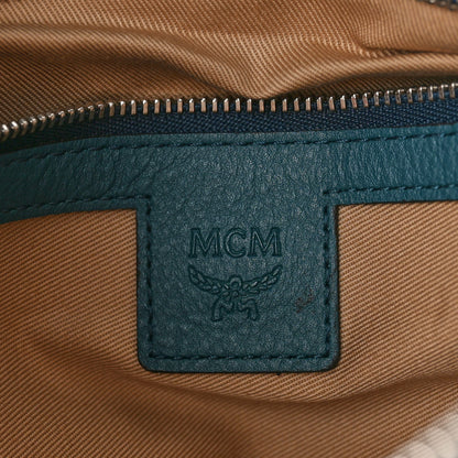 MCM Calfskin Ottomar Monogram Medium Crossbody Pouch Deep Teal 6 of 10