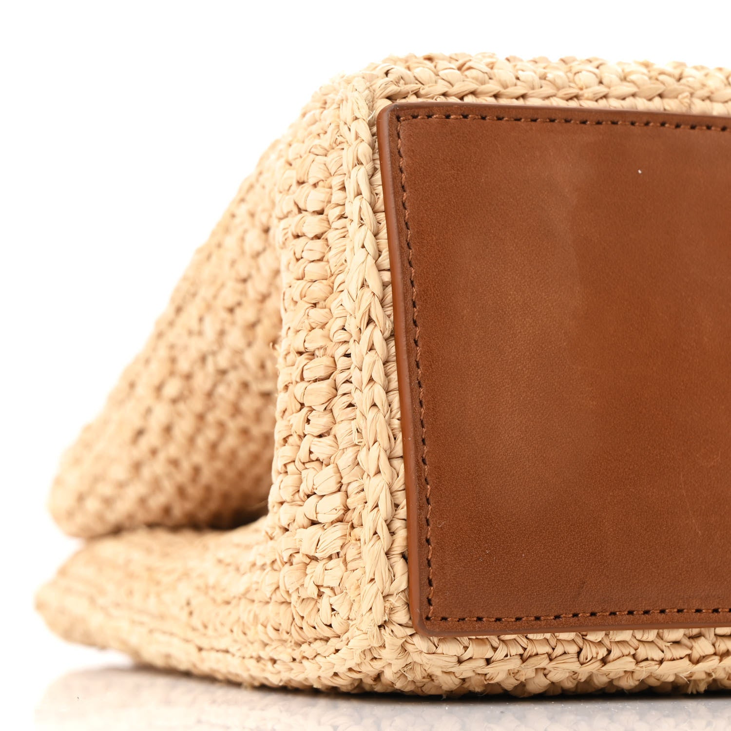 Saint Laurent Raffia Calfskin Panier Rectangle Tote Naturel Brick 9 of 12