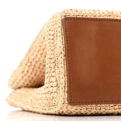 Saint Laurent Raffia Calfskin Panier Rectangle Tote Naturel Brick 9 of 12
