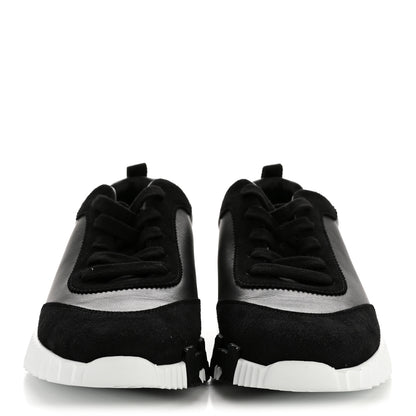 Hermes Goatskin Suede Goatskin Bouncing Sneakers 40 Black 3 of 10