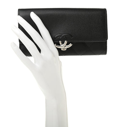 Chanel Grained Calfskin Quilted CC Box Flap Wallet Black 2 of 8