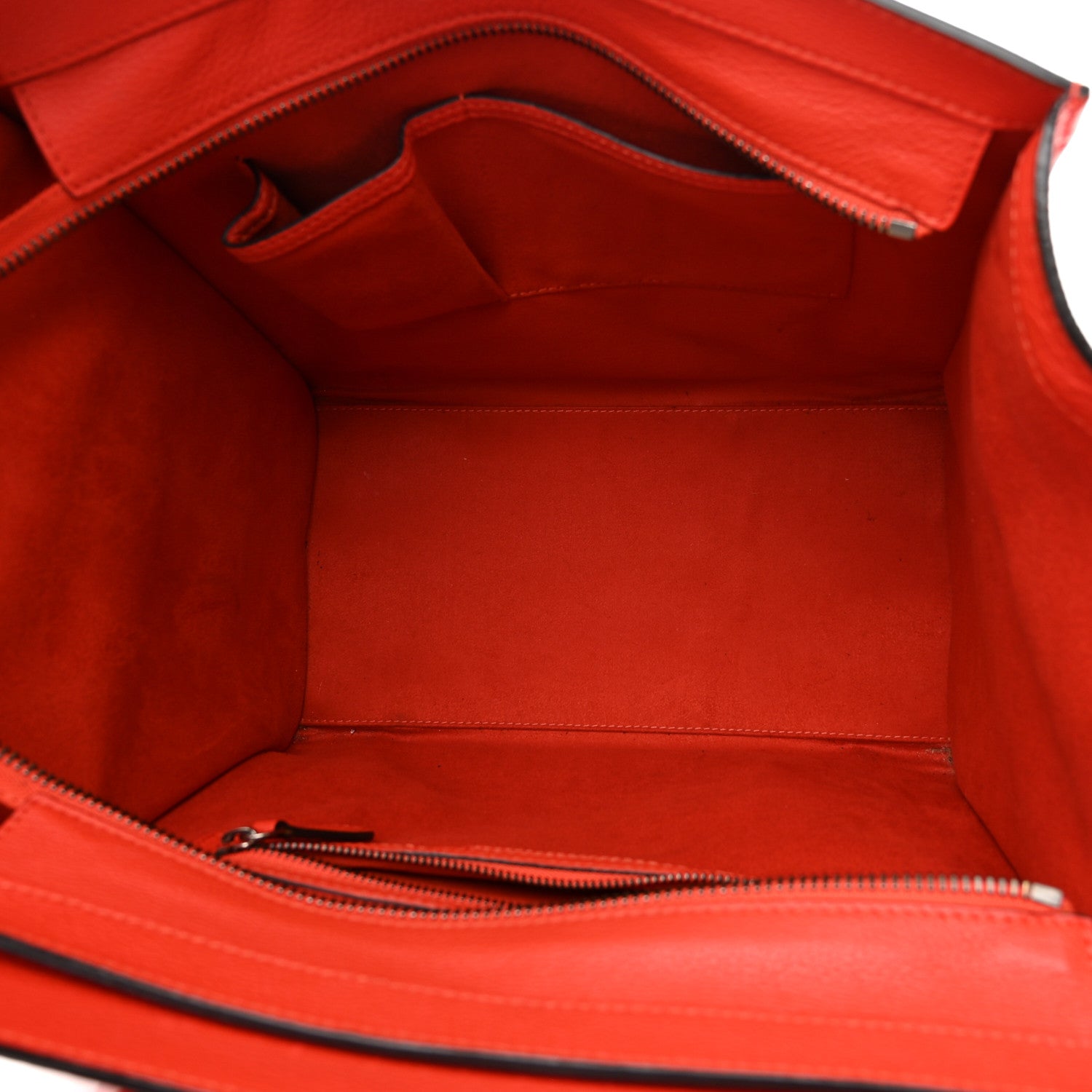 Celine Drummed Calfskin Mini Luggage Vermillion 4 of 8