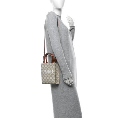 Celine Triomphe Canvas Calfskin Mini Vertical Cabas Grege 2 of 8