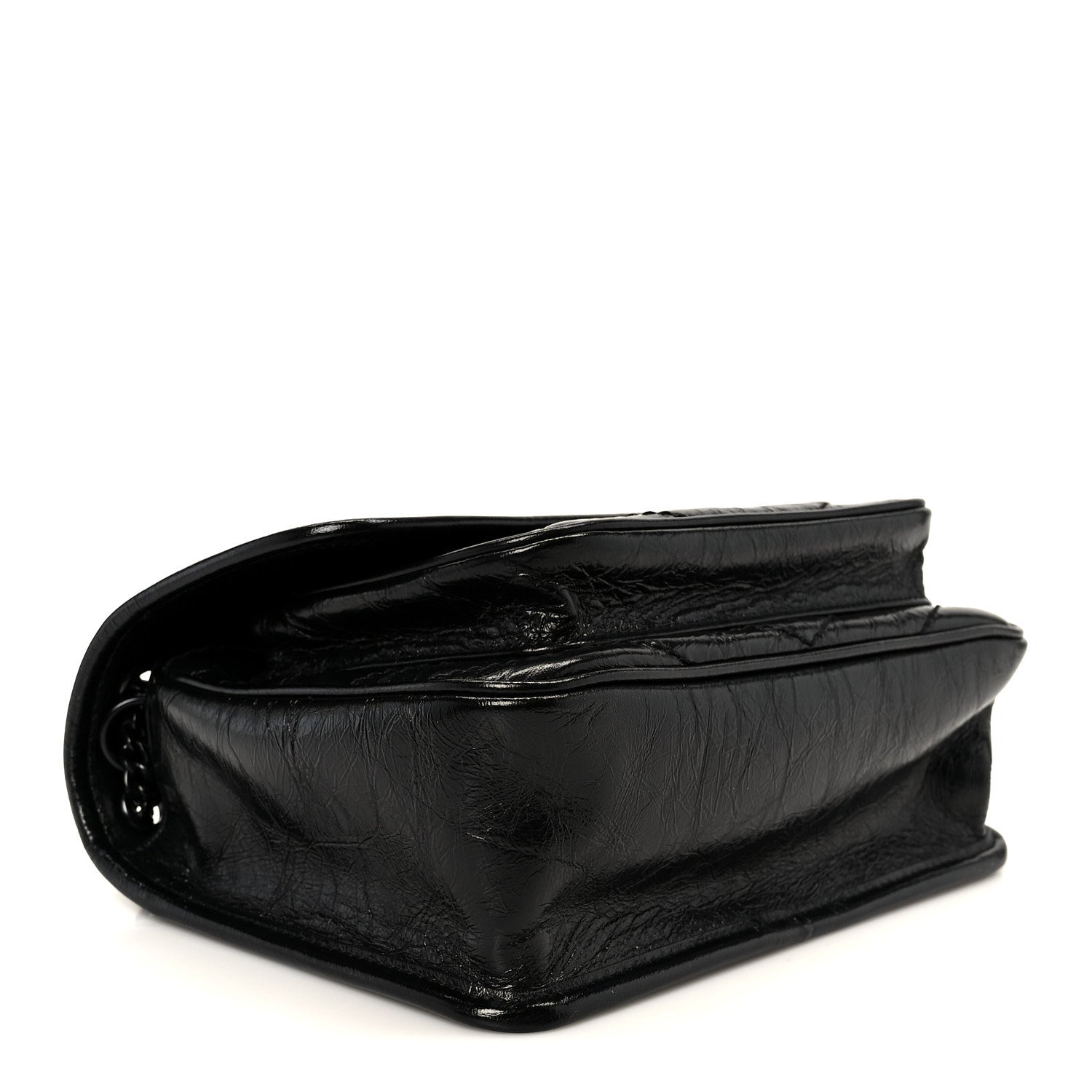 Saint Laurent Crinkled Calfskin Matelasse Monogram Baby Niki Chain Satchel Black 3 of 10