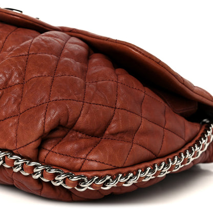 Chanel Washed Lambskin Quilted Medium Chain Around Messenger Brown 10 of 10